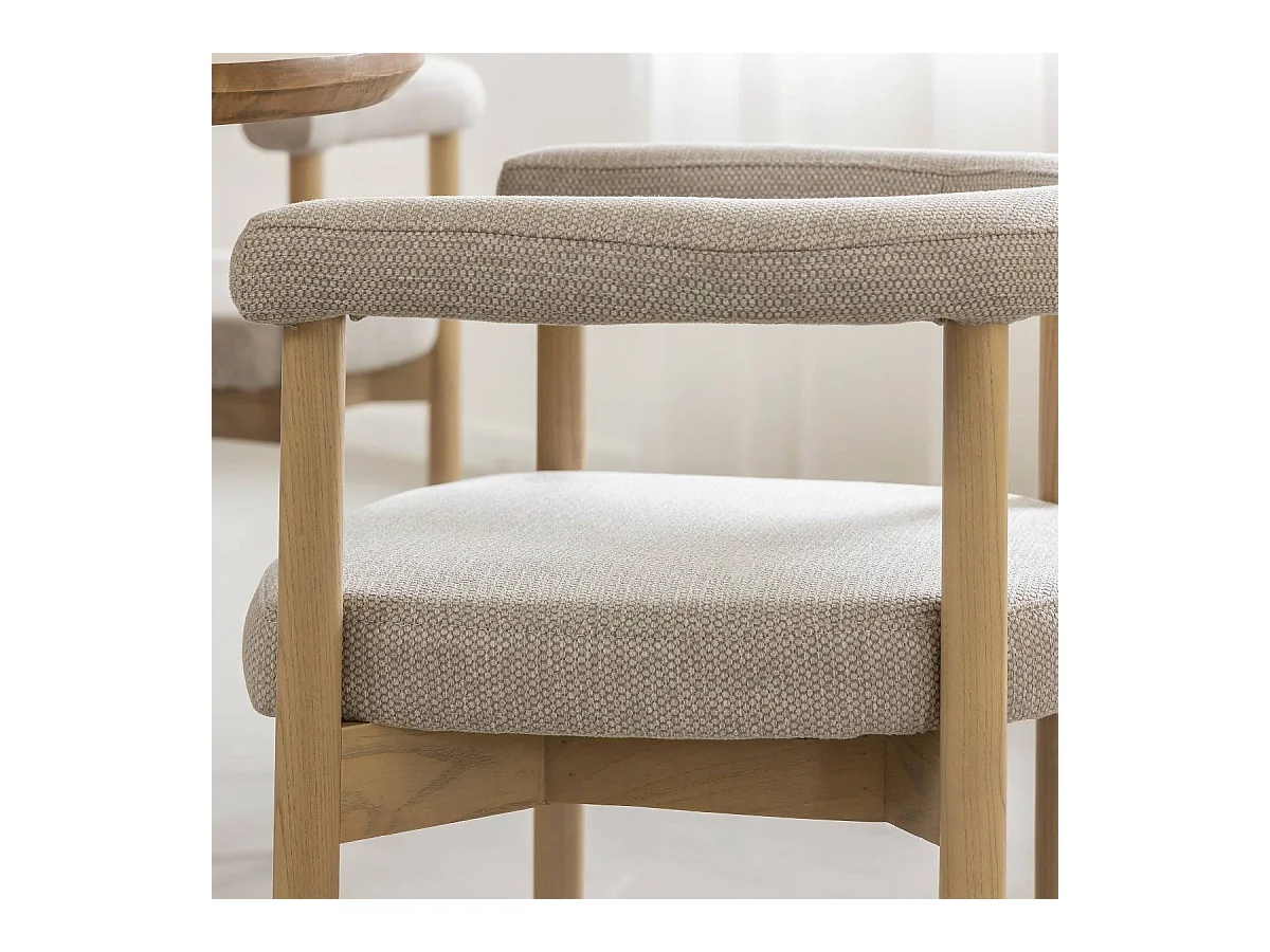 Chaise en bois d'orme et tissu gris Aline (lot de 2)