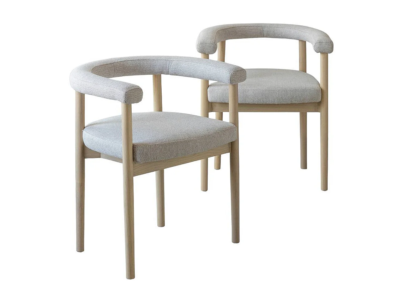 Chaise en bois d'orme et tissu gris Aline (lot de 2)