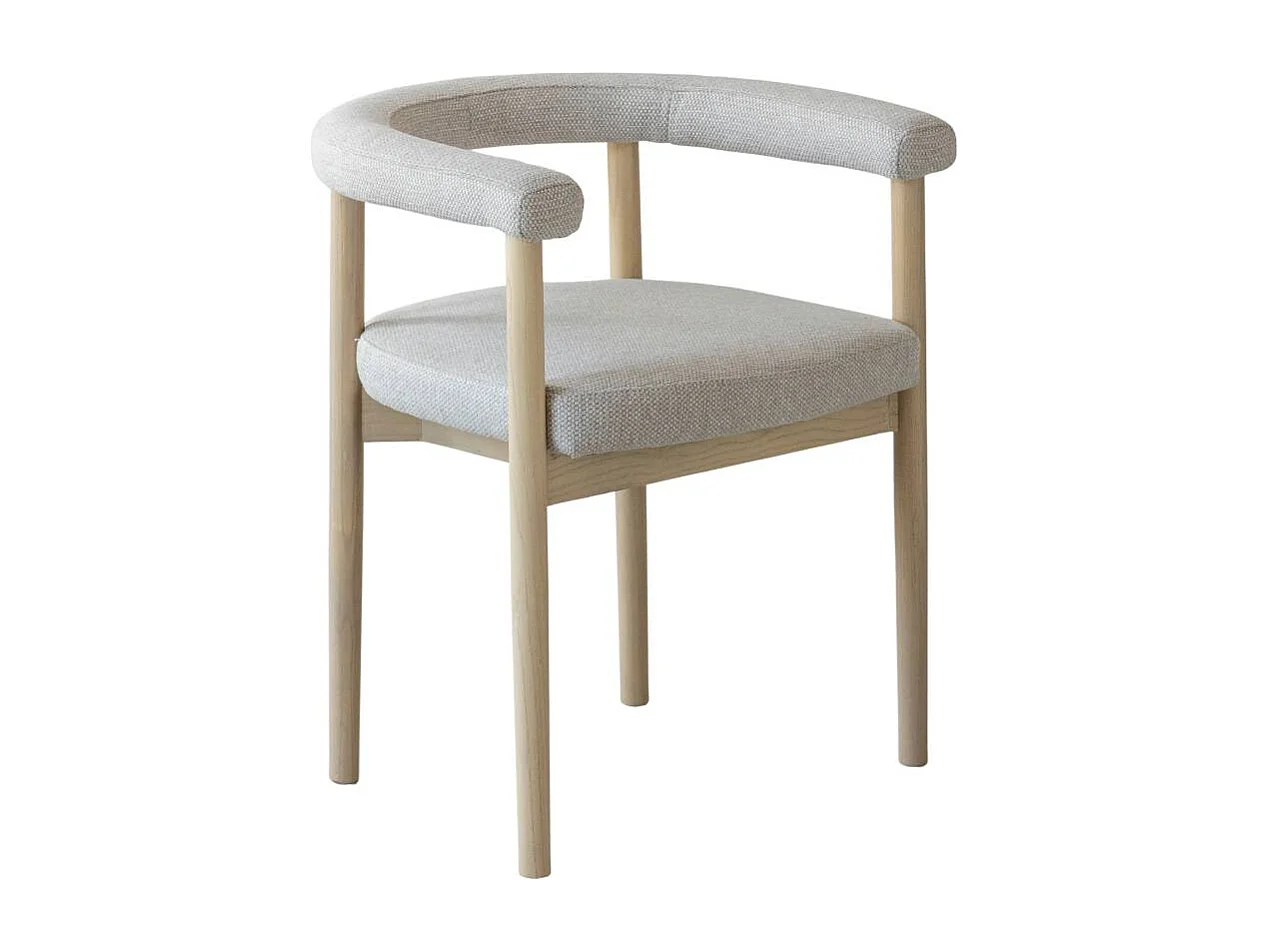 Chaise en bois d'orme et tissu gris Aline (lot de 2)