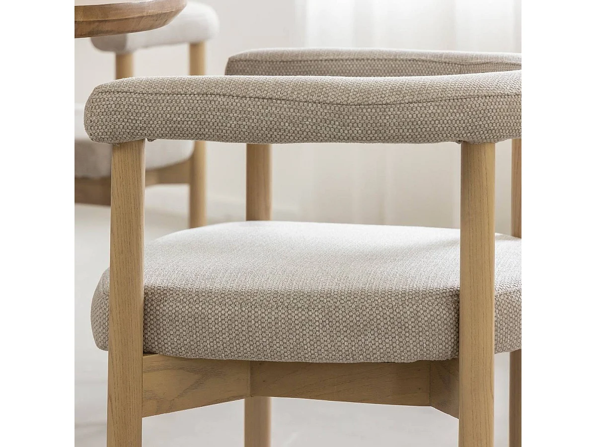 Chaise en bois d'orme et tissu gris Aline (lot de 2)