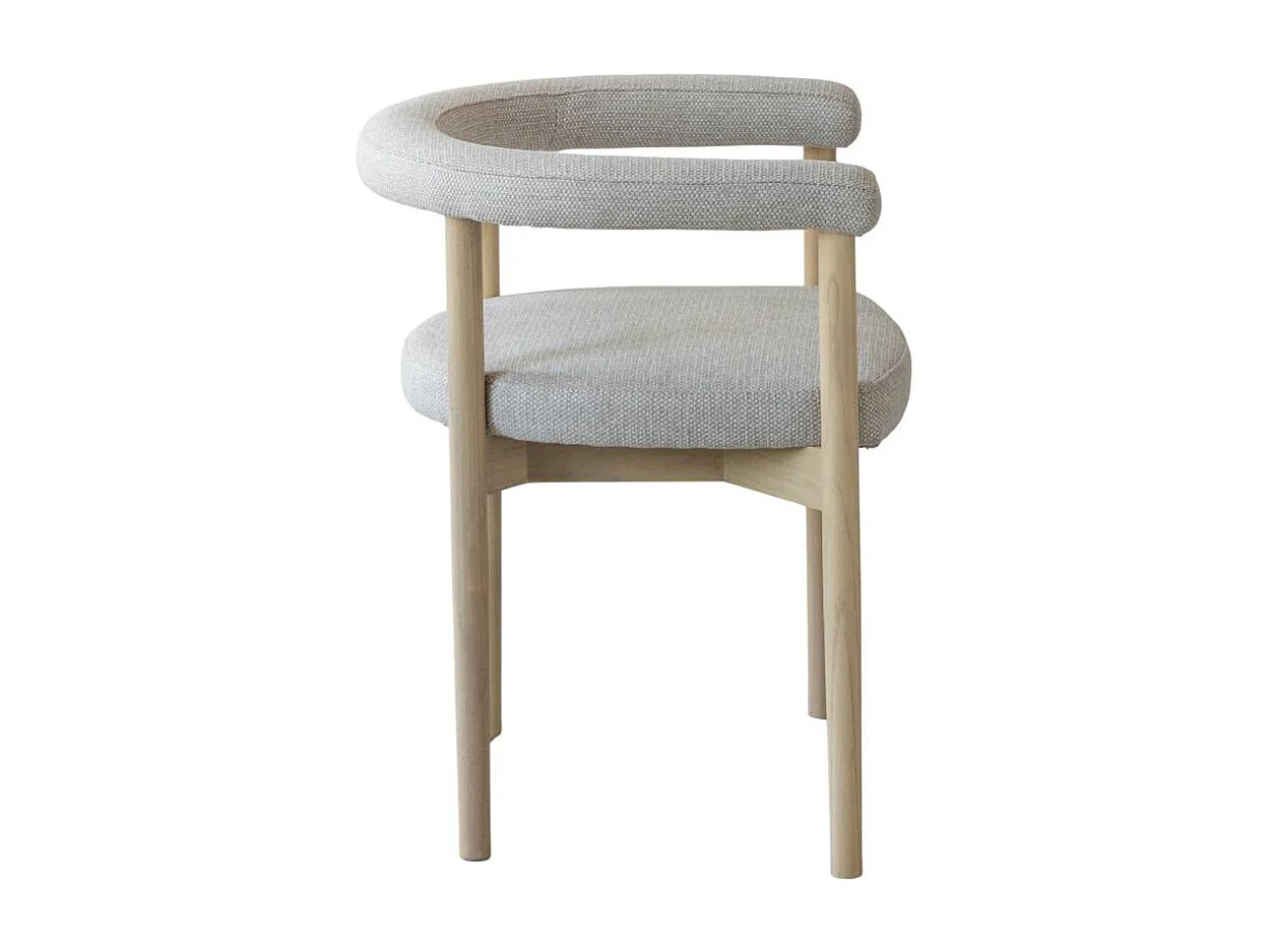 Chaise en bois d'orme et tissu gris Aline (lot de 2)