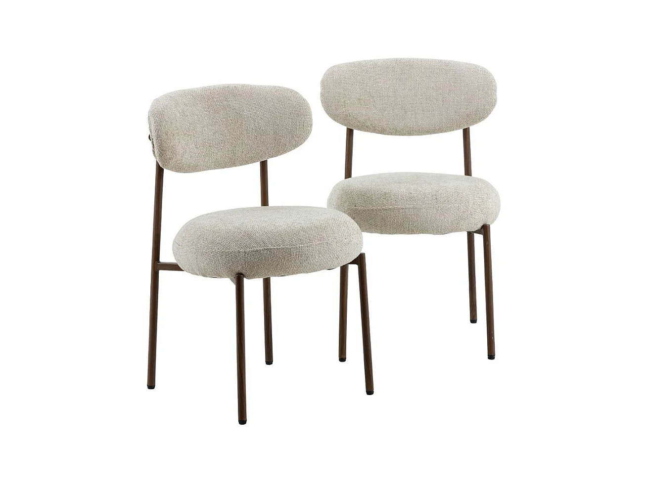 Chaise en tissu écru et pieds en métal effet bois Kanoa (lot de 2)