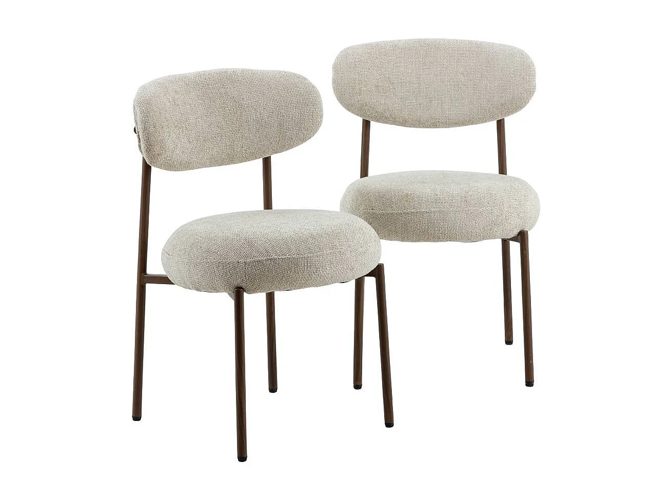 Silla de tela cruda y patas de metal con efecto madera Kanoa (lote de 2)