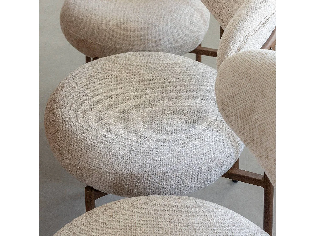 Silla de tela cruda y patas de metal con efecto madera Kanoa (lote de 2)