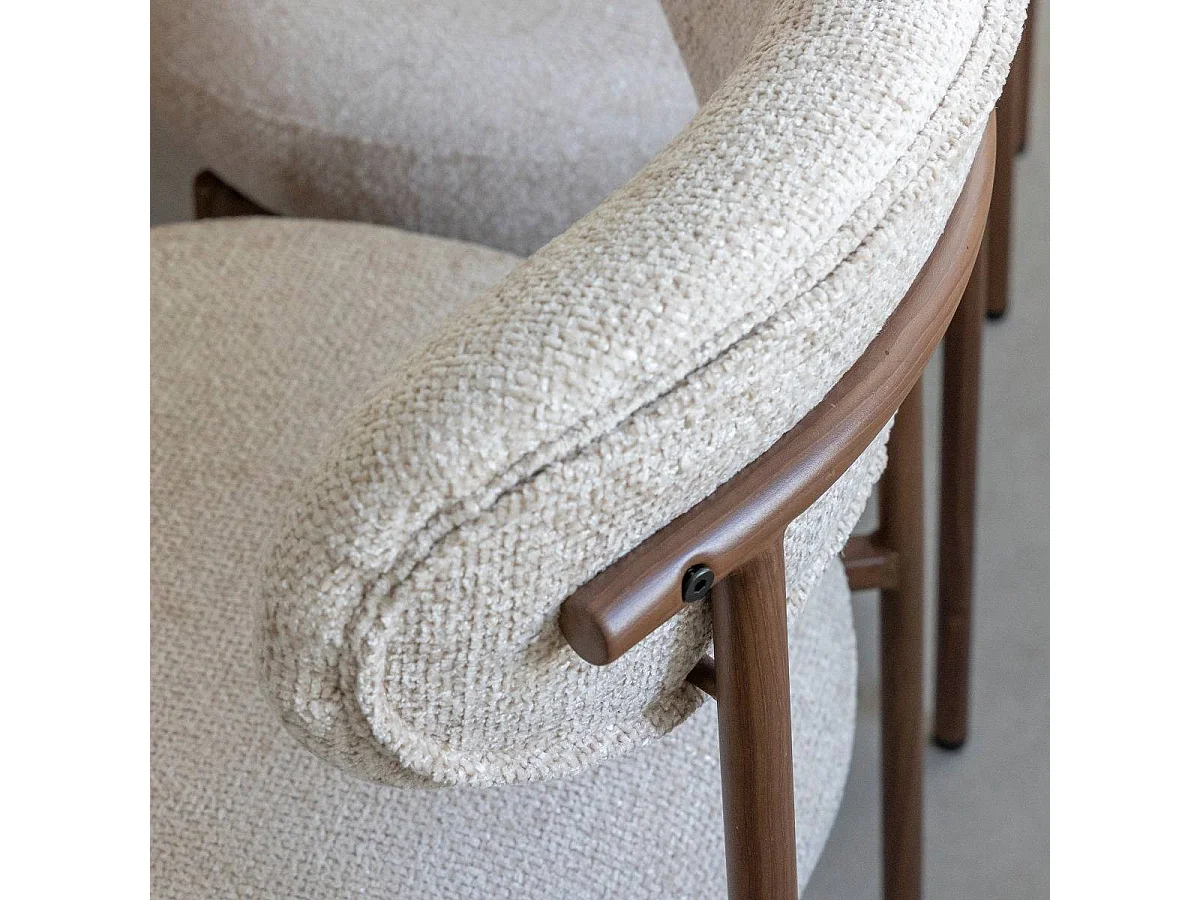 Silla de tela cruda y patas de metal con efecto madera Kanoa (lote de 2)