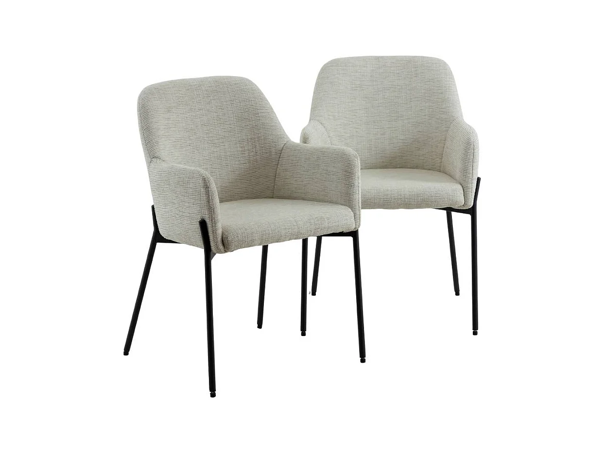 Fauteuil en tissu gris clair Aëlys (lot de 2)