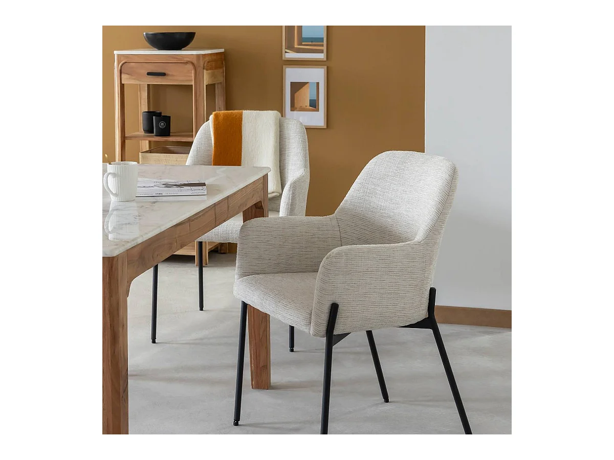 Fauteuil en tissu gris clair Aëlys (lot de 2)