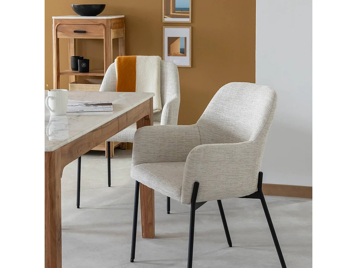 Chaise en tissu sable Aëlys (lot de 2)