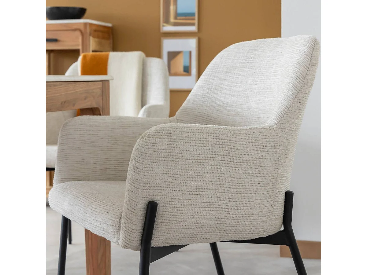 Chaise en tissu sable Aëlys (lot de 2)