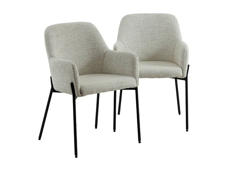 Chaise en tissu sable Aëlys (lot de 2)