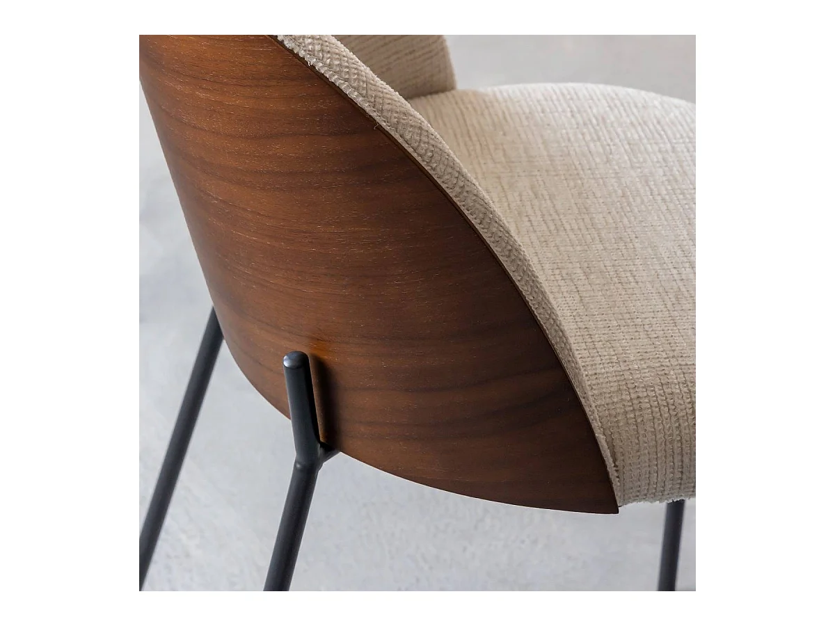 Chaise en tissu écru et métal Nyssa (lot de 2)