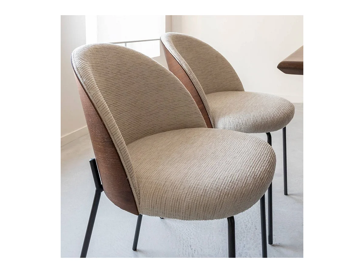 Chaise en tissu écru et métal Nyssa (lot de 2)