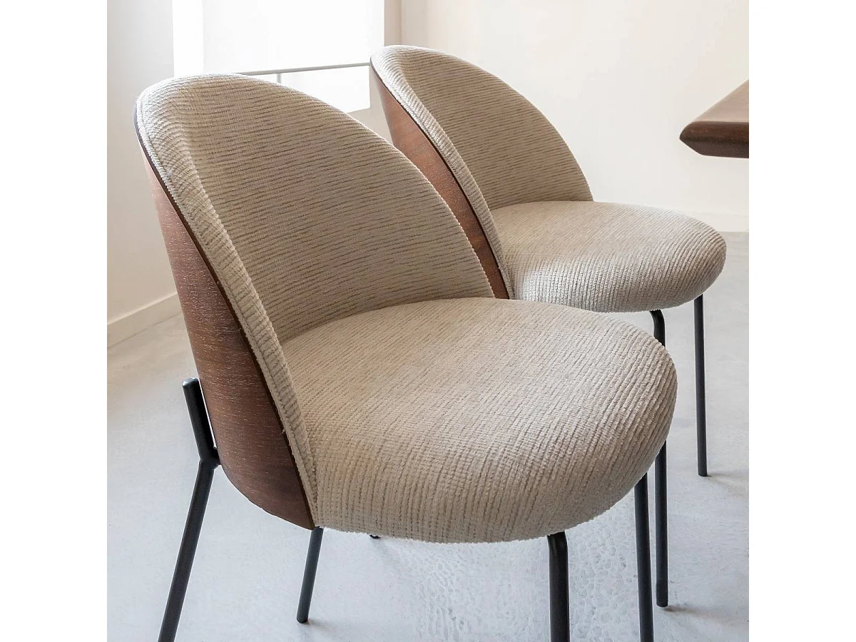 Chaise en tissu écru et métal Nyssa (lot de 2)