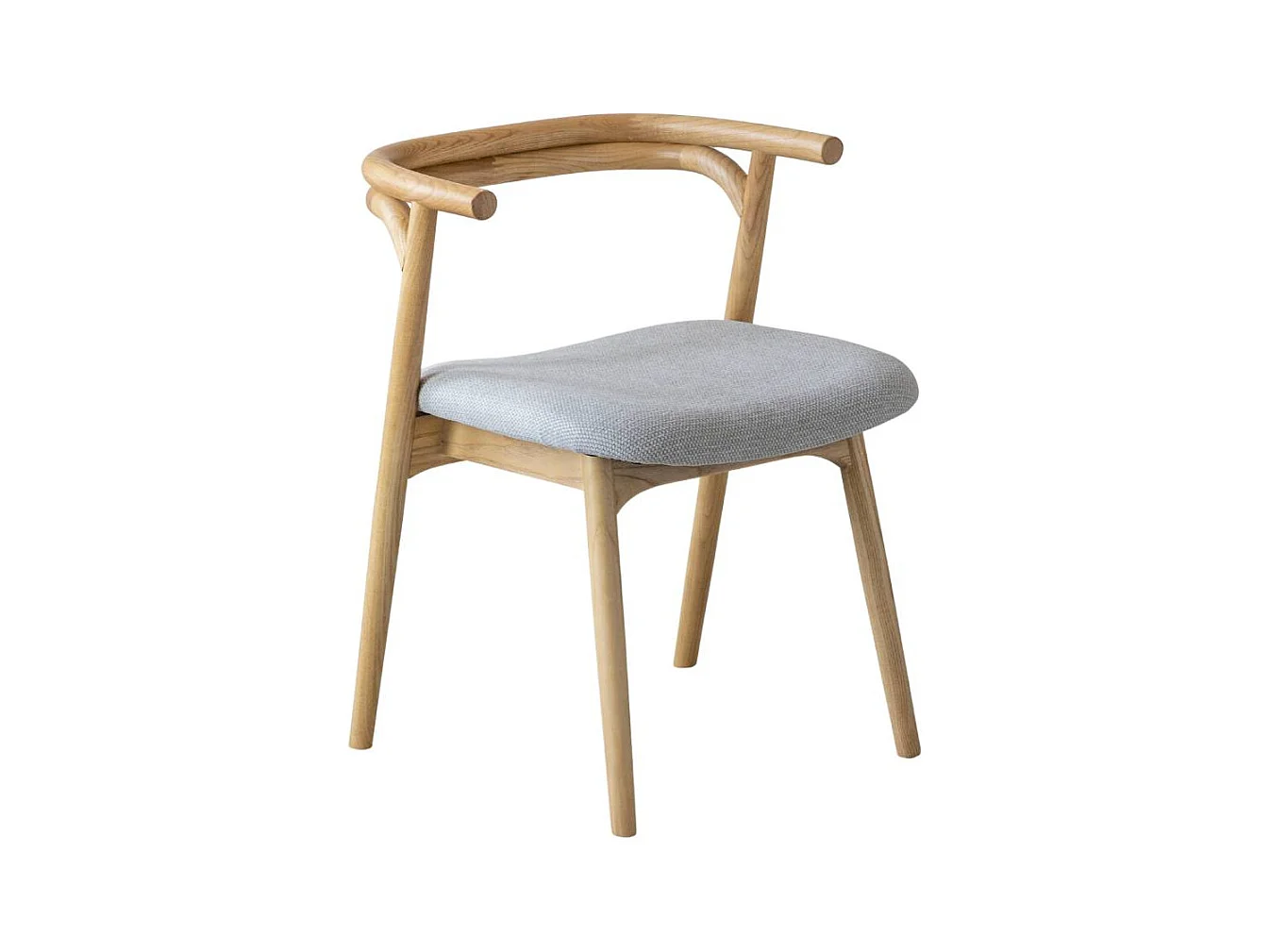 Chaise en bois de orme et tissu gris Aline (lot de 2)