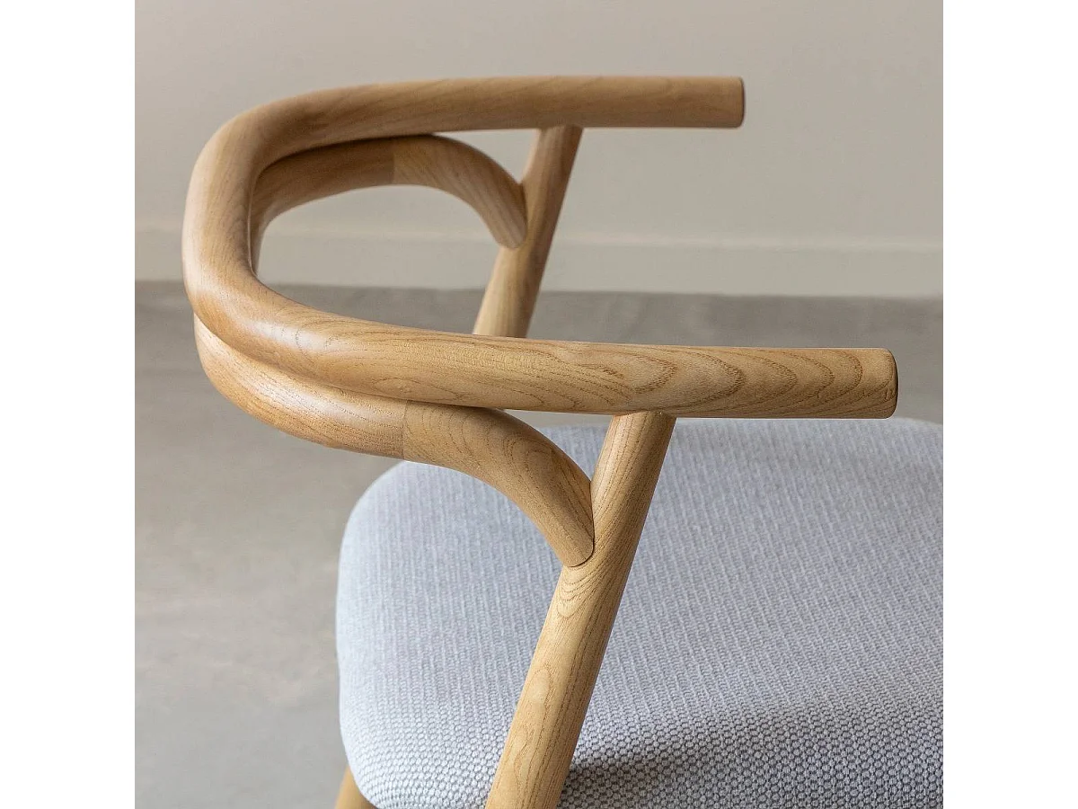 Chaise en bois d'orme et tissu gris Willem (lot de 2)