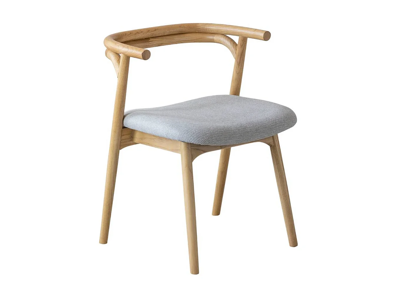 Chaise en bois d'orme et tissu gris Willem (lot de 2)