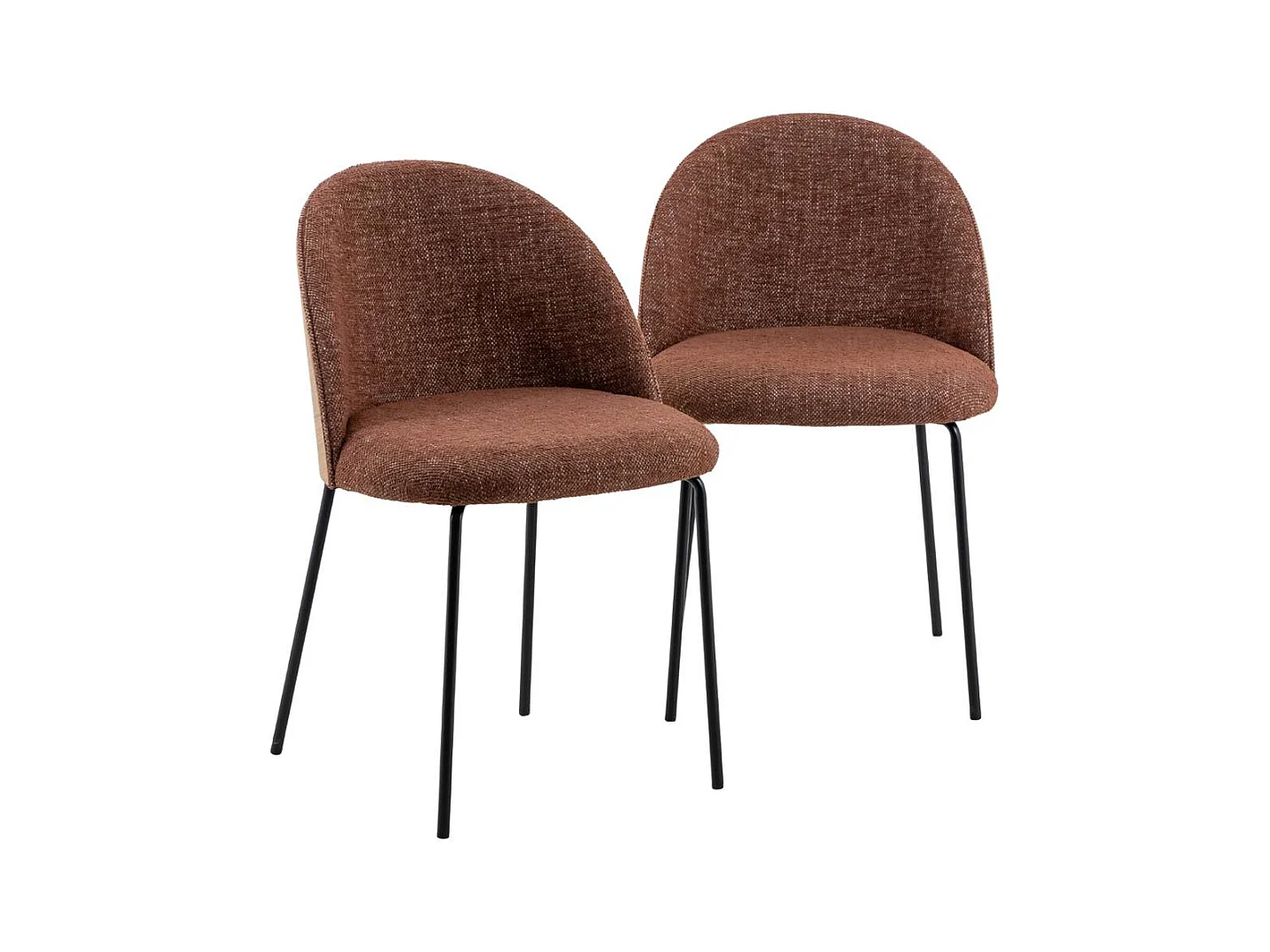 Chaise en tissu rouge et bois clair Kanoa (lot de 2)