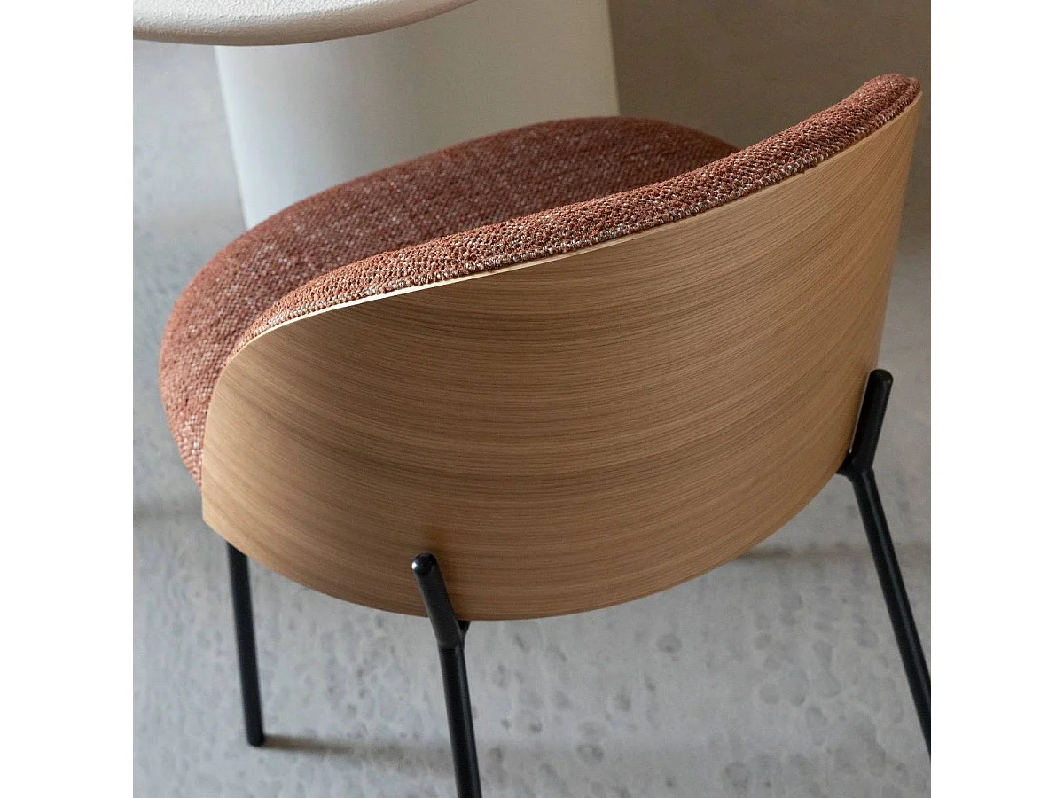 Silla de tela roja y madera clara Kanoa (lote de 2)