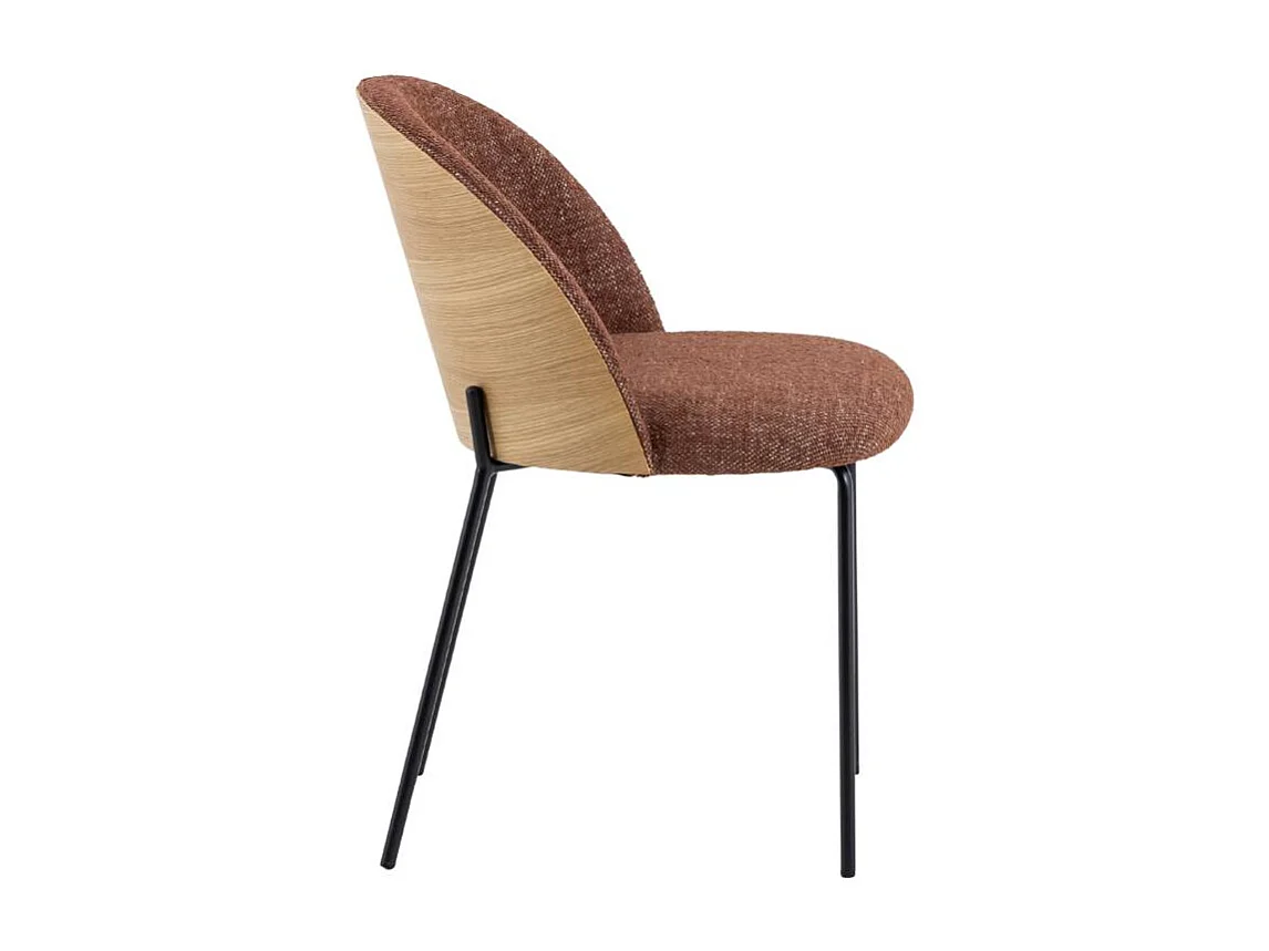 Silla de tela roja y madera clara Kanoa (lote de 2)