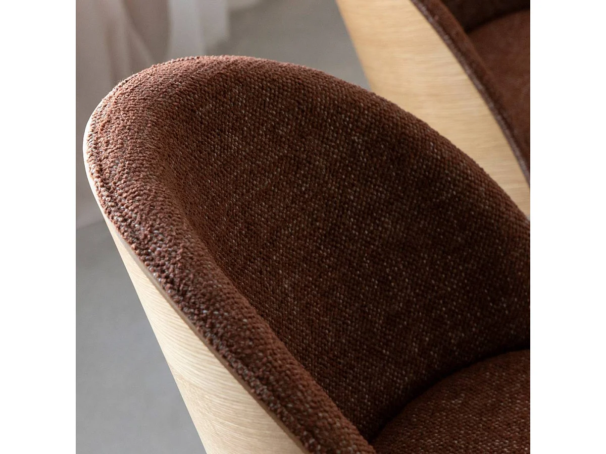 Silla de tela roja y madera clara Kanoa (lote de 2)