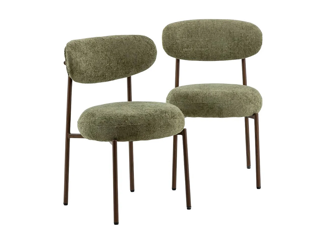 Silla de tela verde y metal con efecto madera Kanoa (lote de 2)