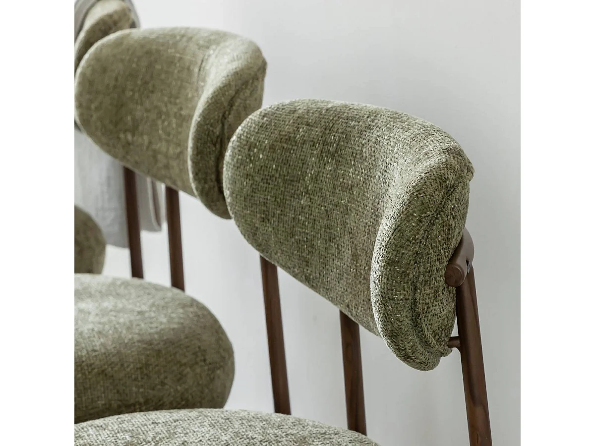 Silla de tela verde y metal con efecto madera Kanoa (lote de 2)