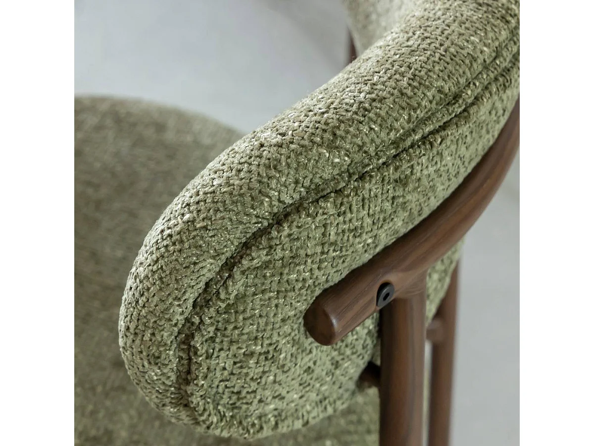 Silla de tela verde y metal con efecto madera Kanoa (lote de 2)