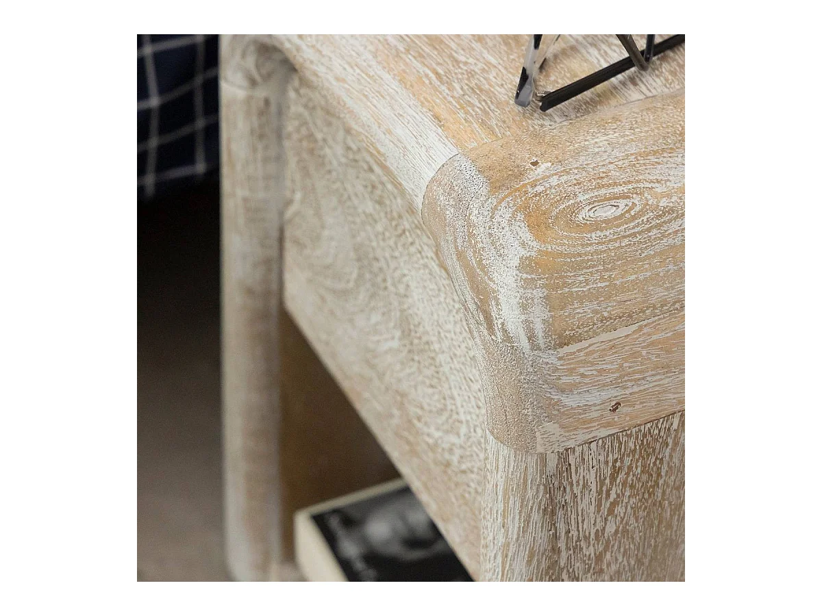 Table de chevet blanchie en bois de manguier Gilda