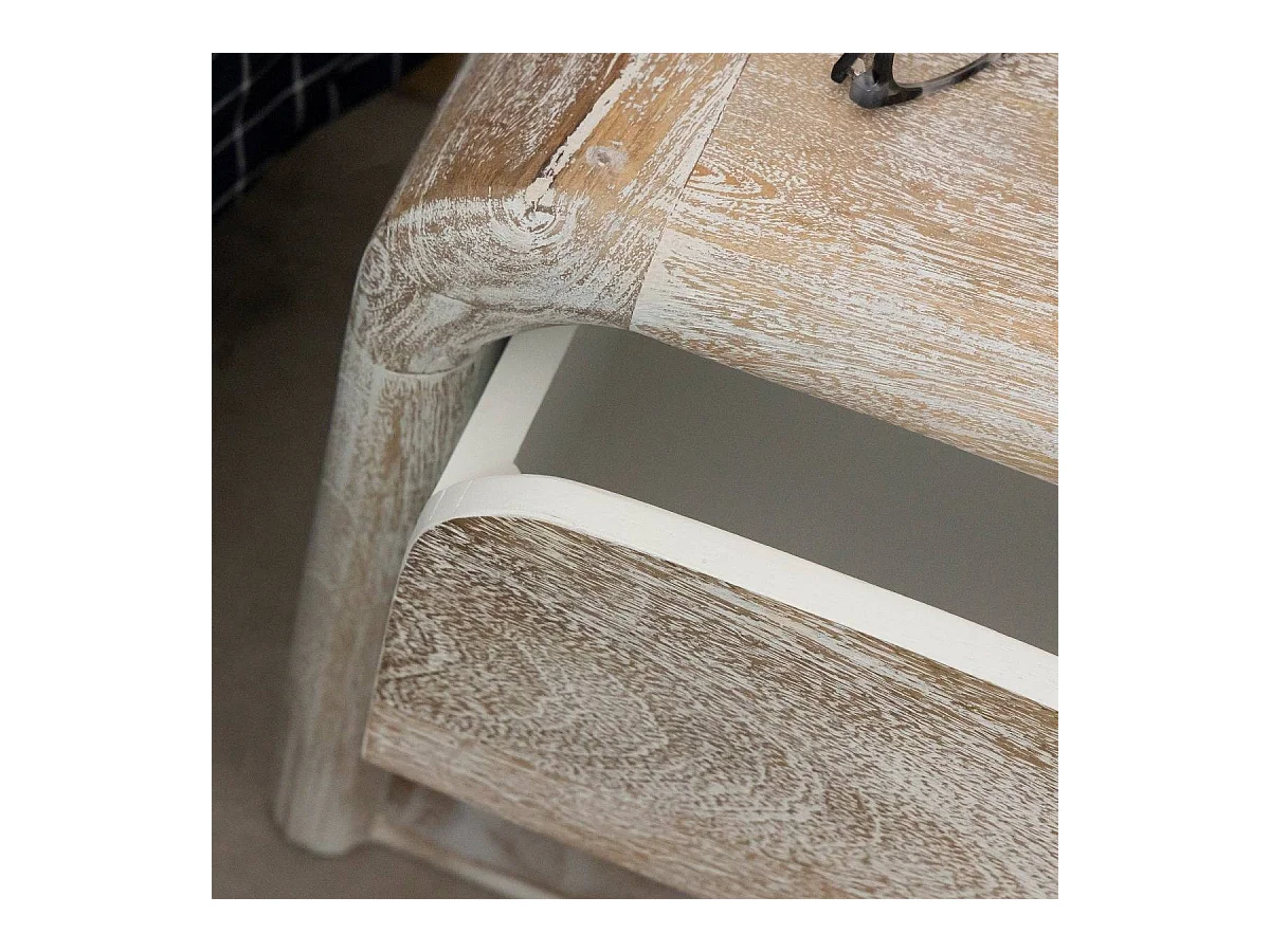 Table de chevet blanchie en bois de manguier Gilda