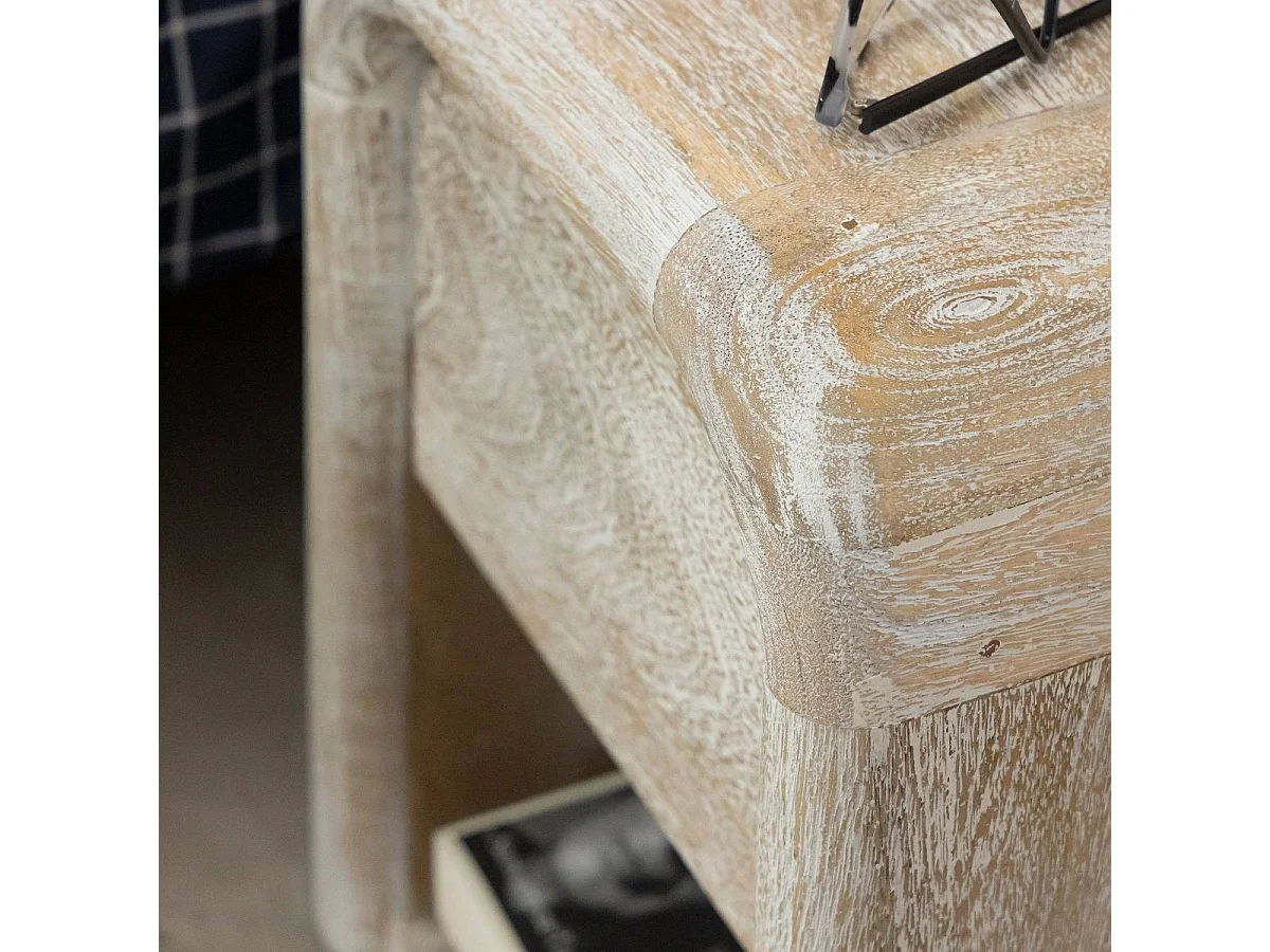 Table de chevet blanchie en bois de manguier Gilda