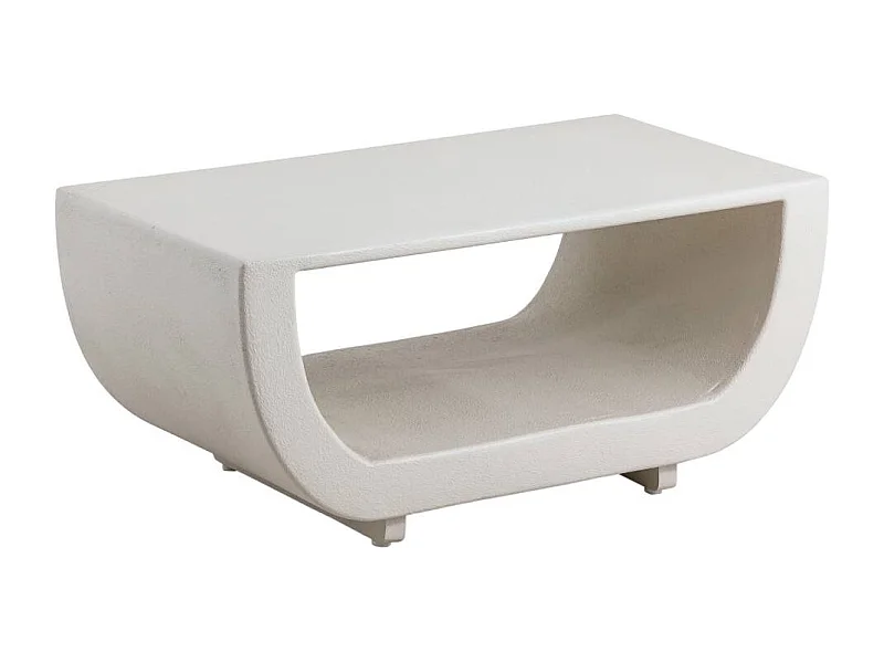 Table basse en bois effet béton blanc Thomas