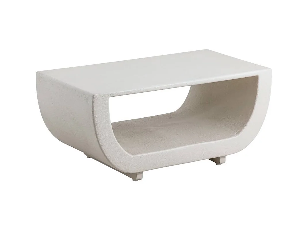 Table basse en bois effet béton blanc Thomas