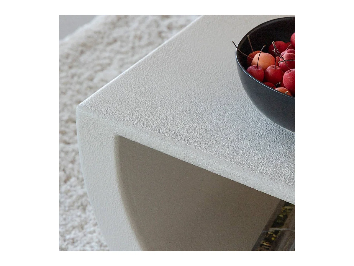 Table basse en bois effet béton blanc Thomas