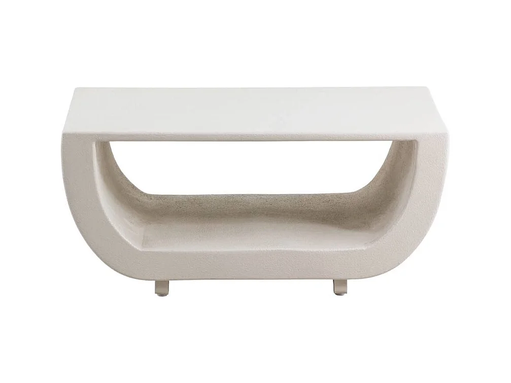 Table basse en bois effet béton blanc Thomas