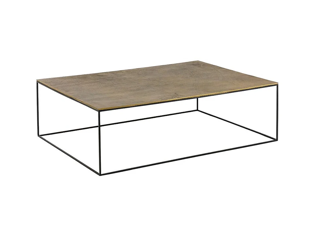 Table basse en aluminium doré et métal noir Victoria
