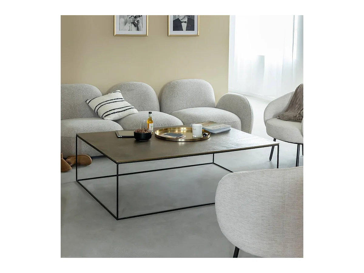 Table basse en aluminium doré et métal noir Victoria