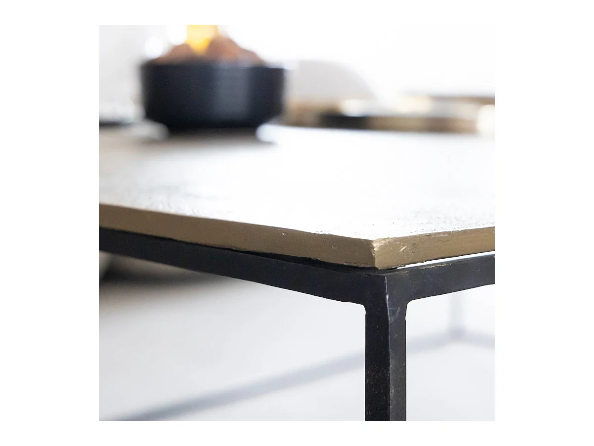 Table basse en aluminium doré et métal noir Victoria