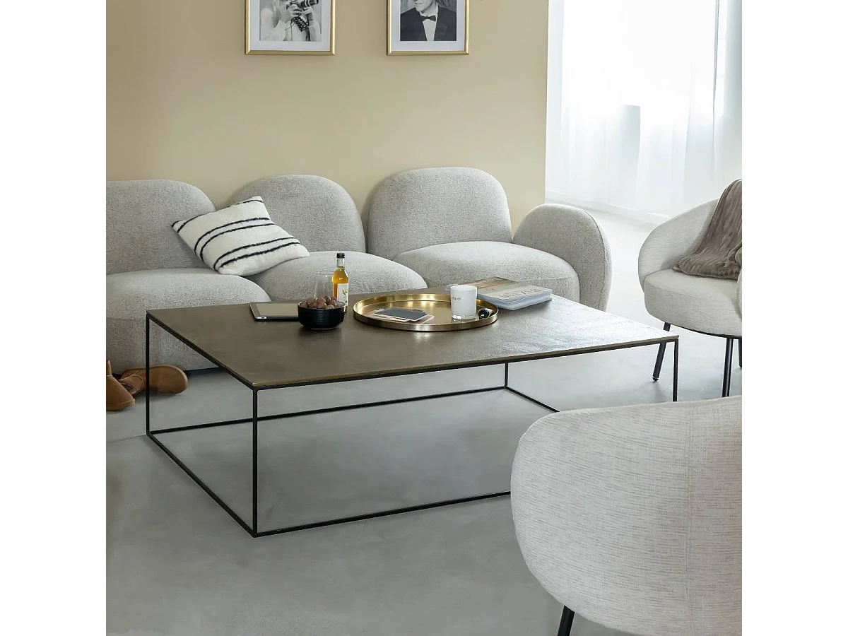 Table basse en aluminium doré et métal noir Victoria