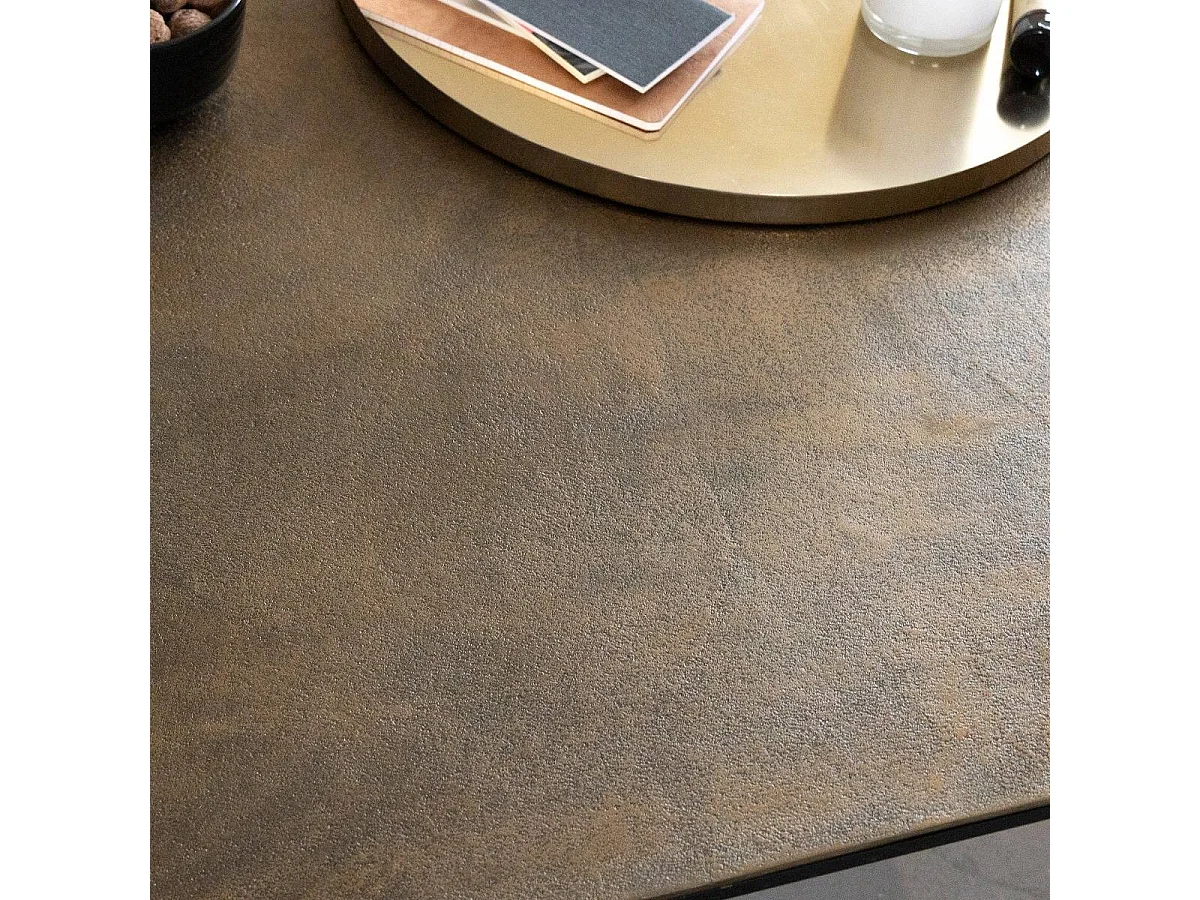 Table basse en aluminium doré et métal noir Victoria