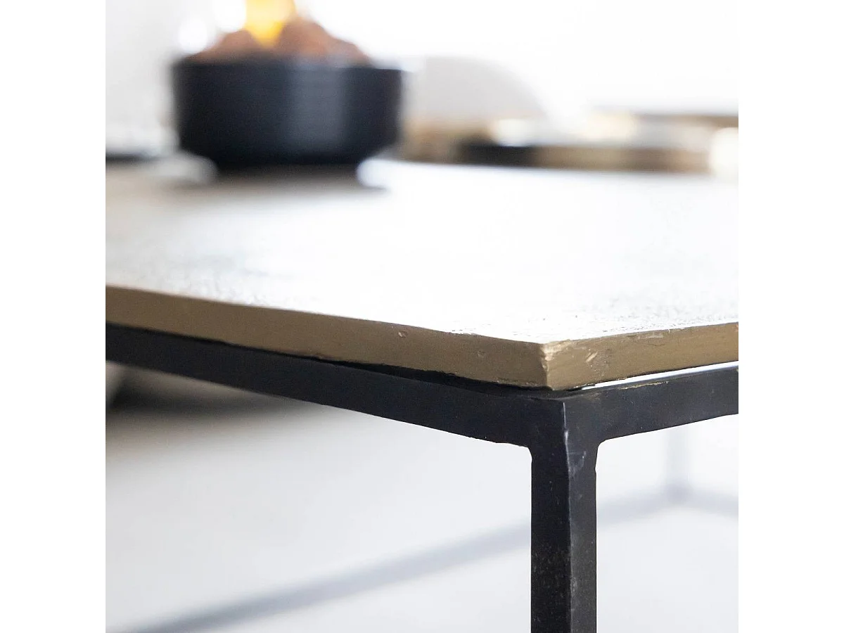 Table basse en aluminium doré et métal noir Victoria