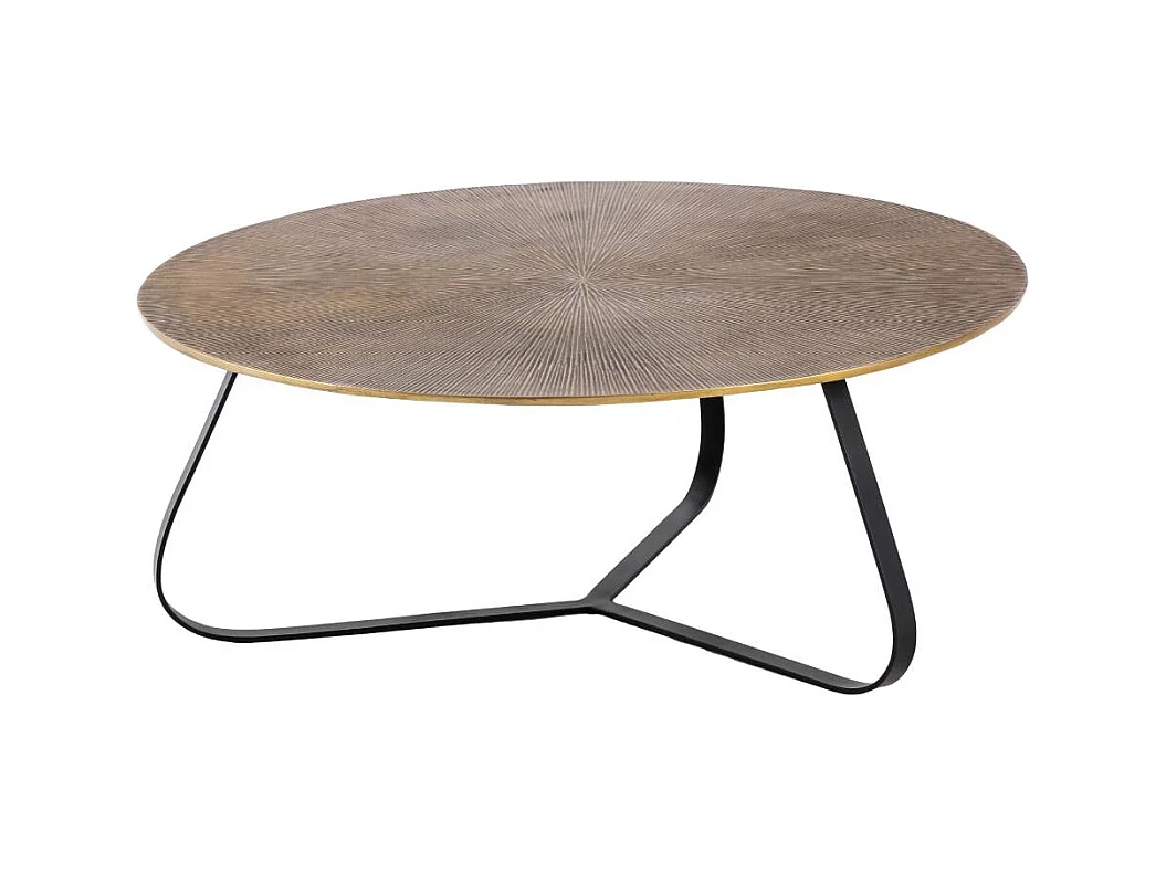 Table basse ronde en aluminium doré et métal noir Aurèle