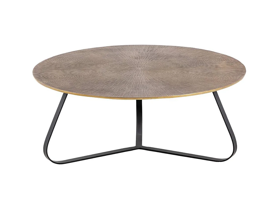 Table basse ronde en aluminium doré et métal noir Aurèle