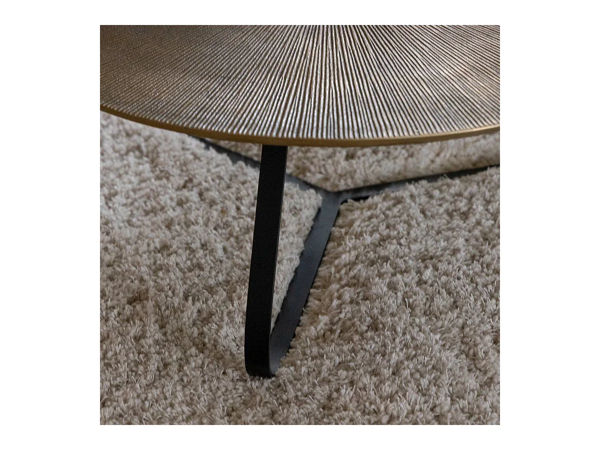 Table basse ronde en aluminium doré et métal noir Aurèle