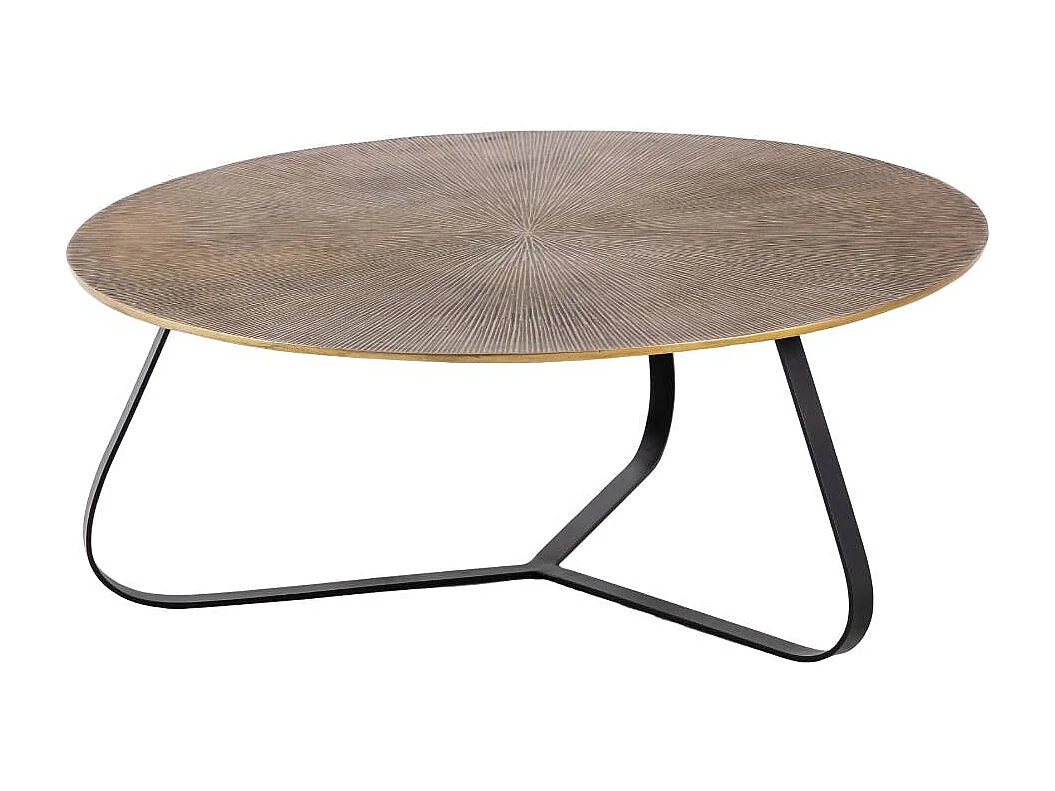 Table basse ronde en aluminium doré et métal noir Aurèle