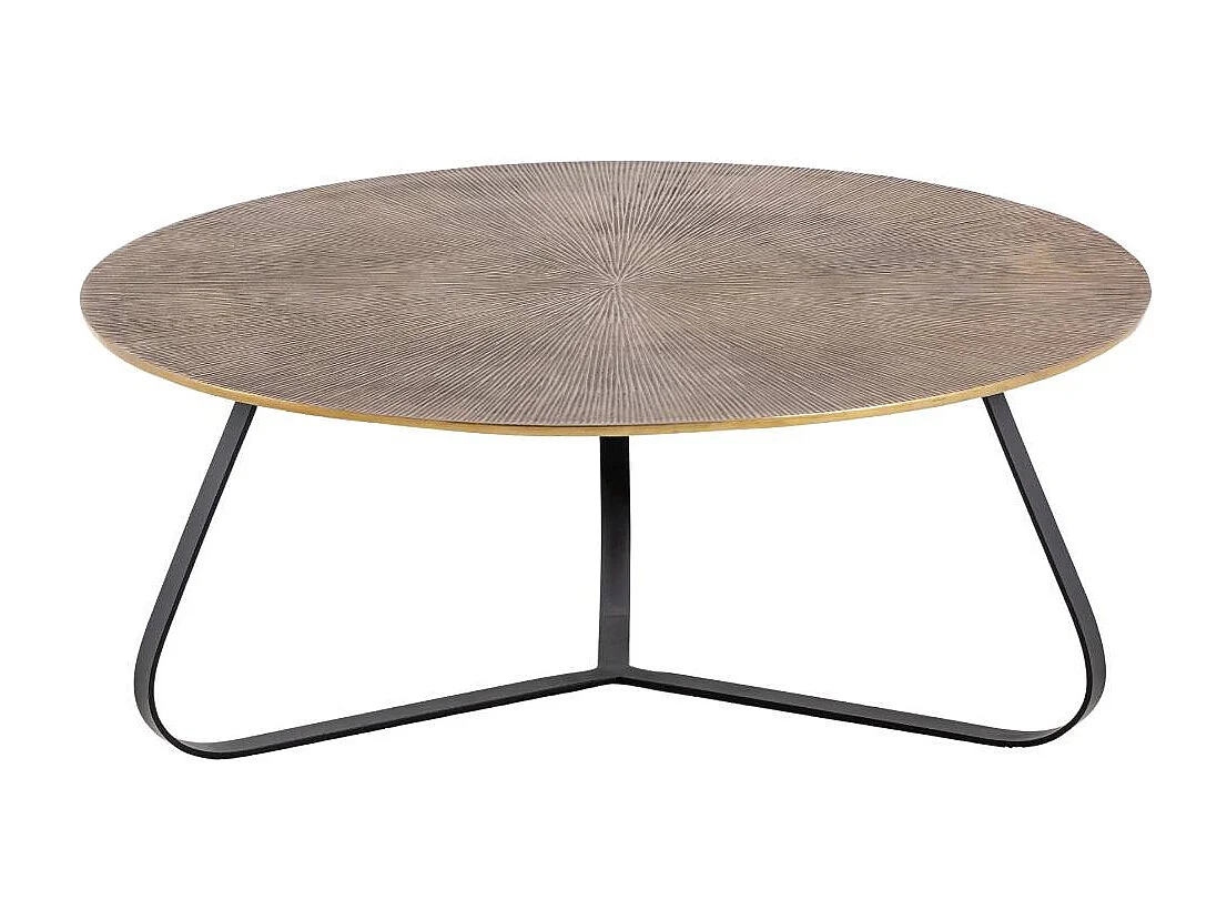 Table basse ronde en aluminium doré et métal noir Aurèle