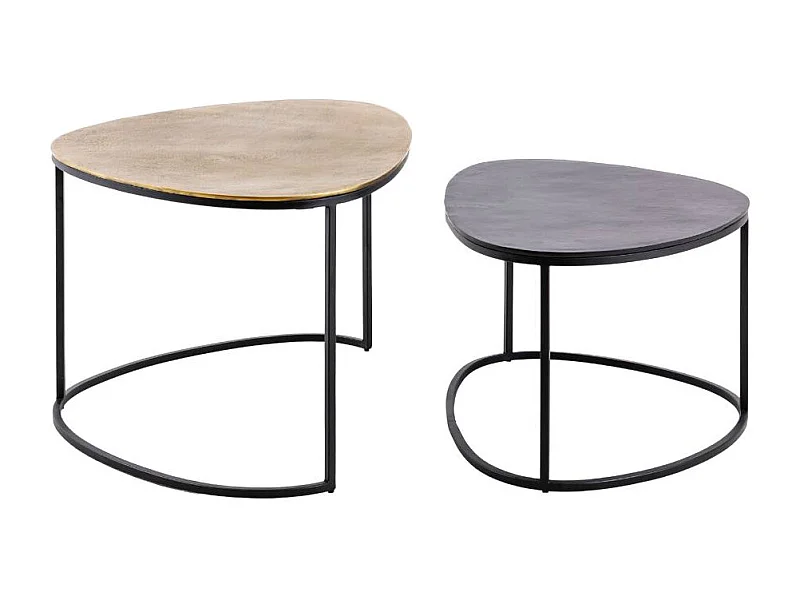 Mesa apilable en aluminio dorado y metal negro Victoria