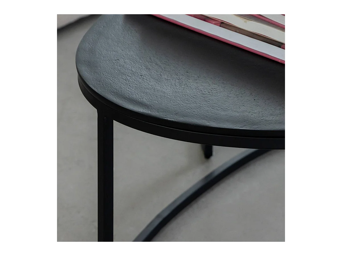 Table basse gigogne en aluminium doré et métal noir Victoria