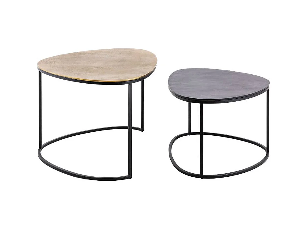 Mesa apilable en aluminio dorado y metal negro Victoria