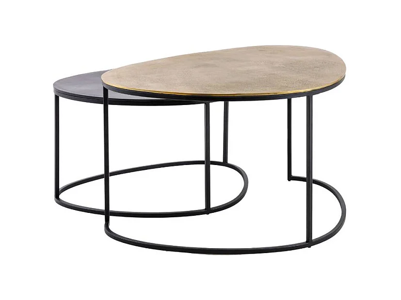 Mesa apilable en aluminio dorado y metal negro Victoria