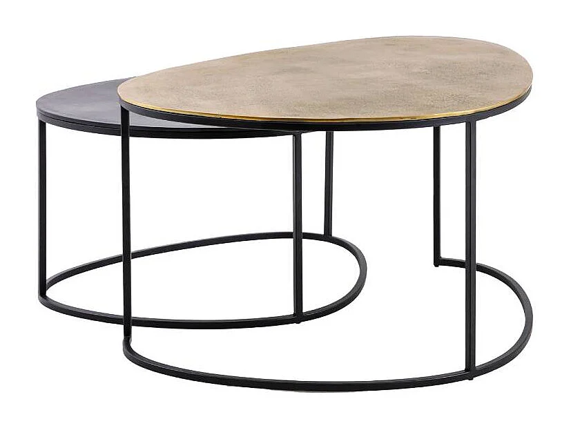 Table basse gigogne en aluminium doré et métal noir Victoria